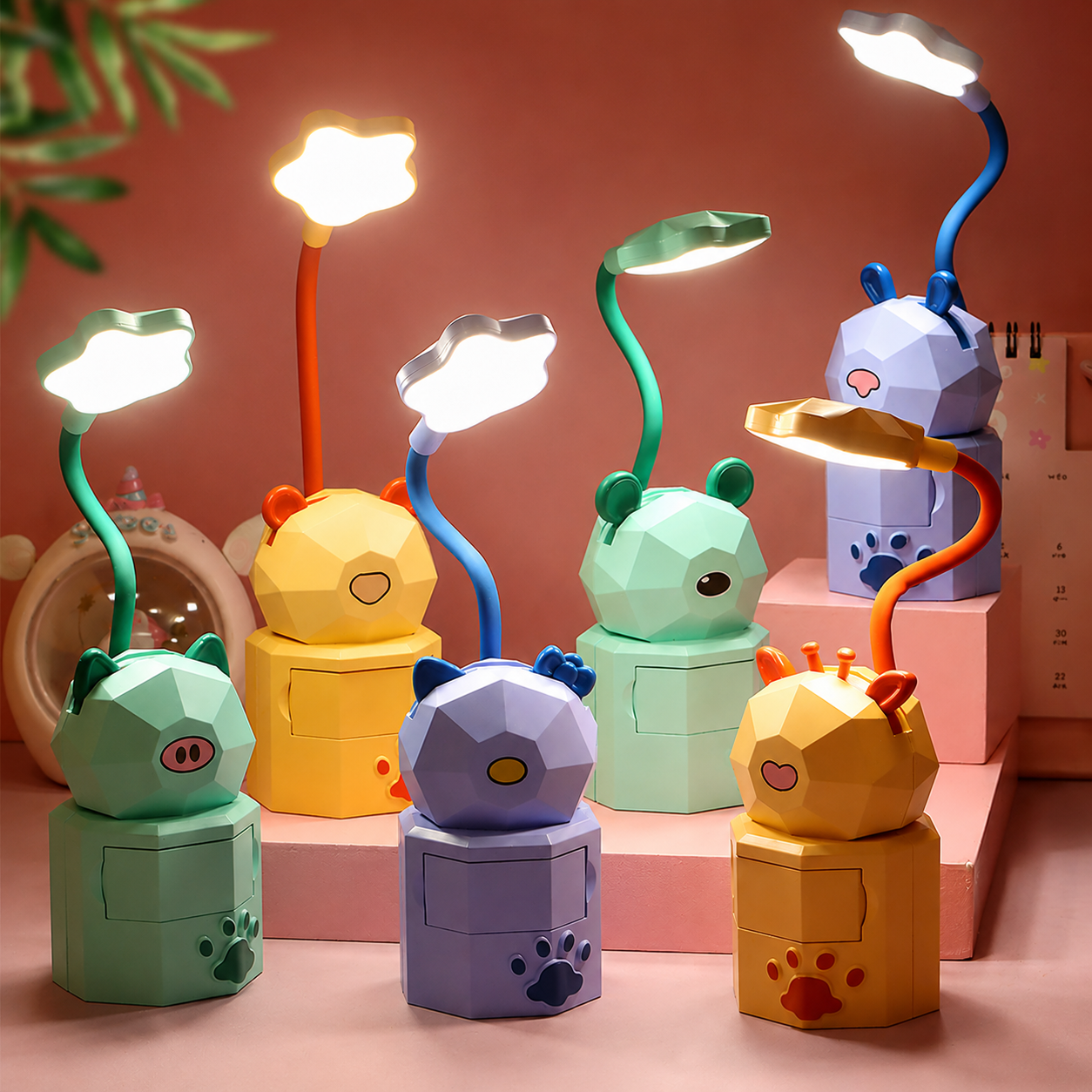 Creative Cartoon Desk Lamp USB Folding Charging Eye Protection LED Lamp Children's Student Dormitory Lamp Bedside Lamp