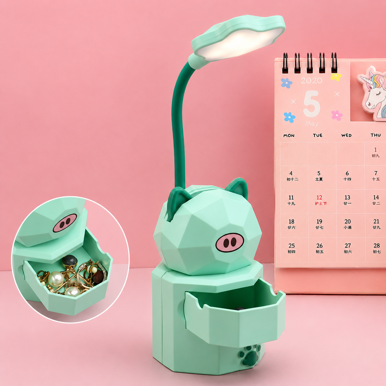 Creative Cartoon Desk Lamp USB Folding Charging Eye Protection LED Lamp Children's Student Dormitory Lamp Bedside Lamp