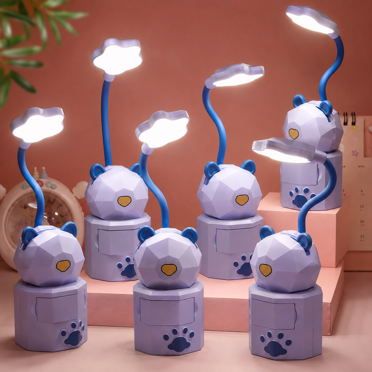 Creative Cartoon Desk Lamp USB Folding Charging Eye Protection LED Lamp Children's Student Dormitory Lamp Bedside Lamp