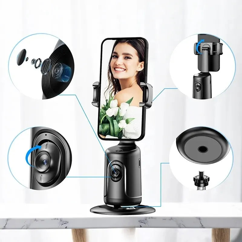 360° Auto Face Tracking Gimbal AI Smart Phone Holder for Video, Vlogging & Live Streaming
