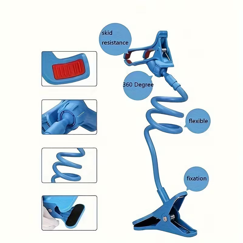 360° Rotating Flexible Phone Holder – Stable Long Arm Clip Stand for Bed, Desk & Hands-Free Viewing
